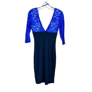 San Julian Women's Royal Blue & Black Lace Dress